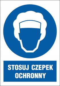 ZNAK BHP STOSUJ CZEPEK OCHRONNY