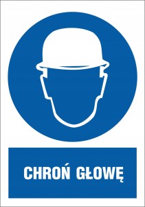 ZNAK BHP CHROŃ GŁOWĘ STOSUJ OCHRONĘ GŁOWY