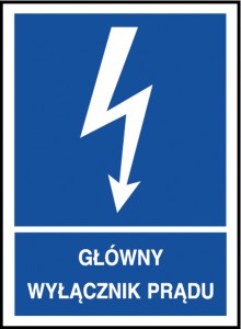 Znak elektryczny Główny wyłącznik prądu