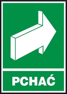 Znak BHP ewakuacyjny Pchać
