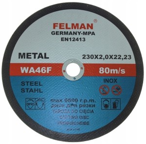 TARCZA TARCZE DO CIĘCIA METALU 230X2 FELMAN INOX