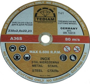 TARCZA TARCZE DO CIĘCIA METALU 230X2,0 tediam INOX
