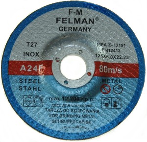 TARCZA,TARCZE DO SZLIFOWANIA METALU 125X6  felman