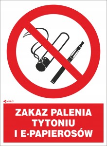 ZAKAZ PALENIA TYTONIU I E-PAPIEROSÓW PPOŻ ZNAK
