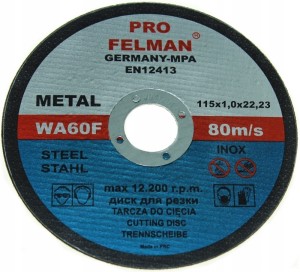 10 szt TARCZA TARCZE CIĘCIA METALU 115x1,0 FELMAN
