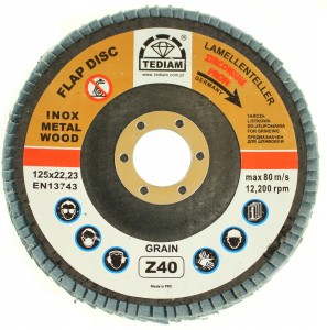 TARCZA LISTKOWA LAMELKA CYRKON 125 mm gr 40 INOX